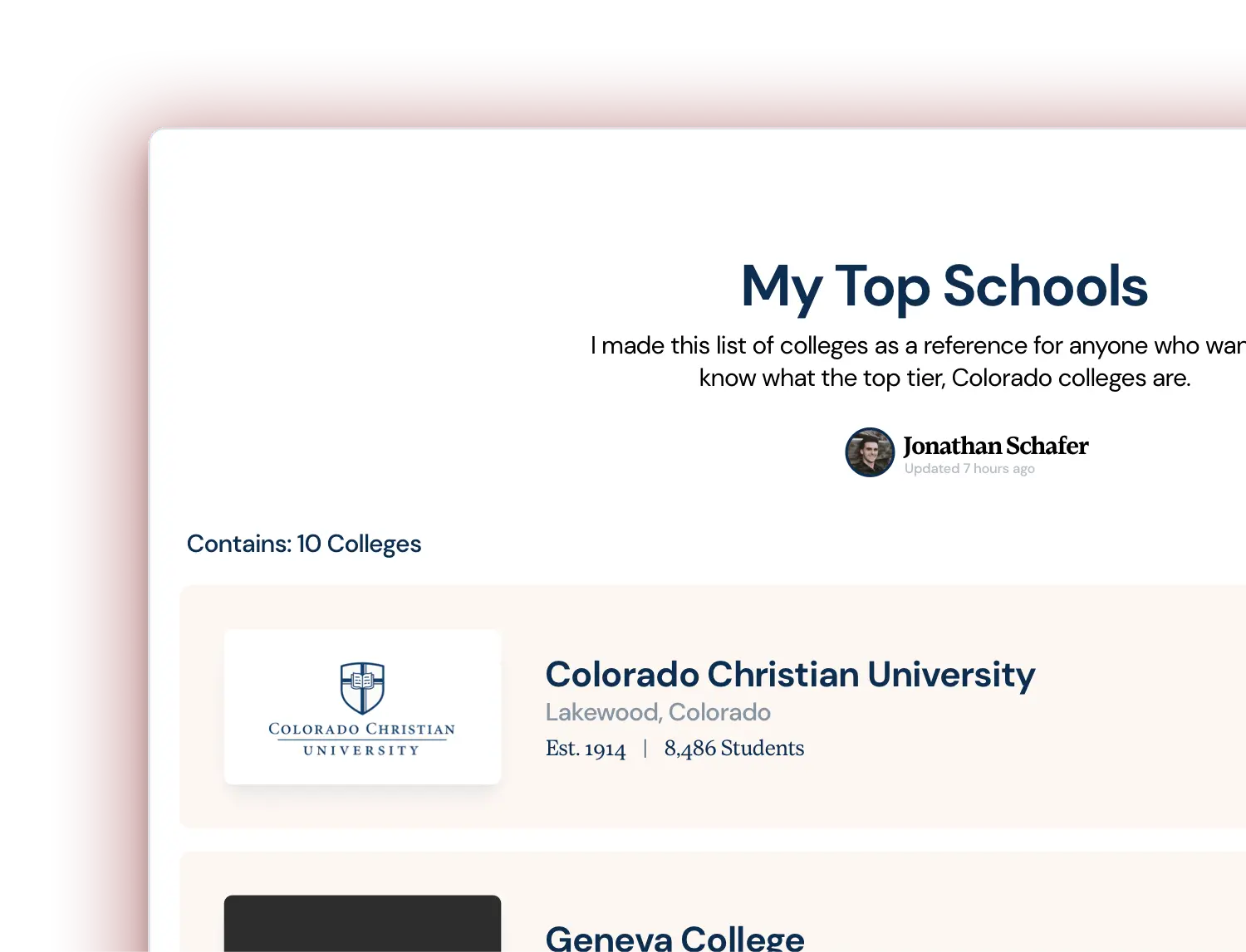 college guide screenshot